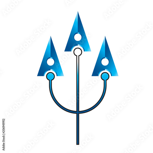 isolated trident with English alphabet A vector drawing