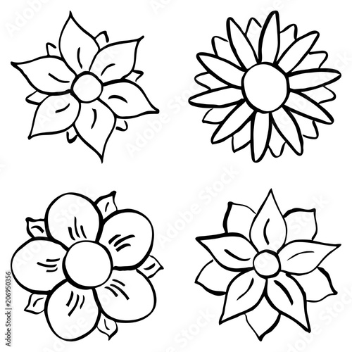 cartoon Blumen zum Ausmalen