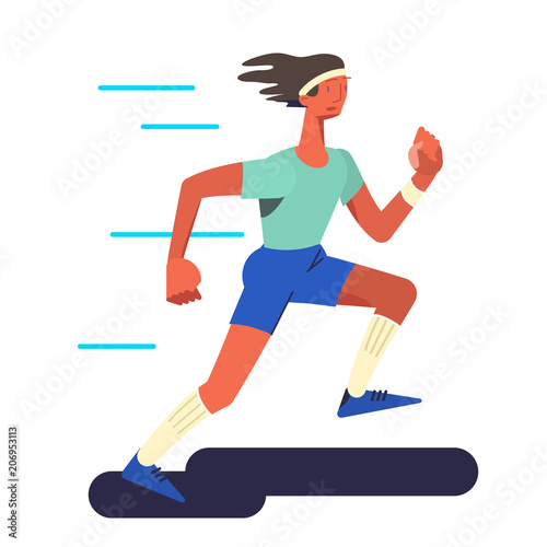 The runner. Running sportsman in flat with gradient design. It can be used for flyer, banner to sporting events, packing for sports goods. Vector illustration.