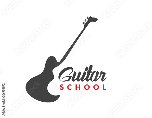 Guitar school logo with guitar silhouette