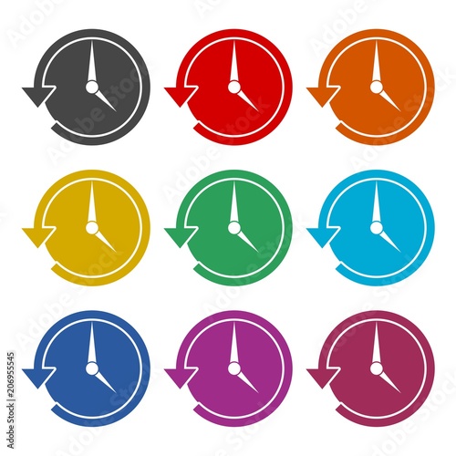 Time back icon, History icon, color icons set