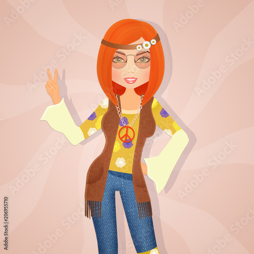 illustration of hippie girl photo