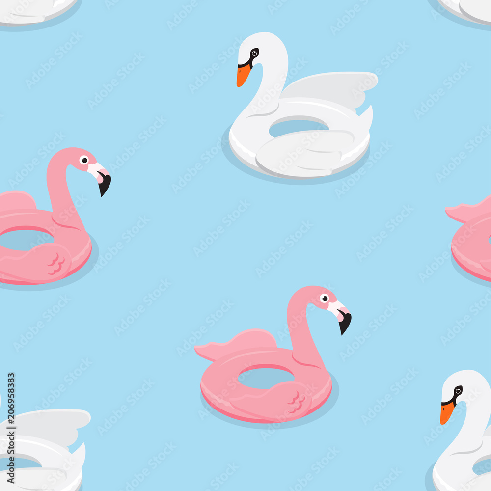 Fototapeta premium Inflatable animal rubber toys in swimming pool.