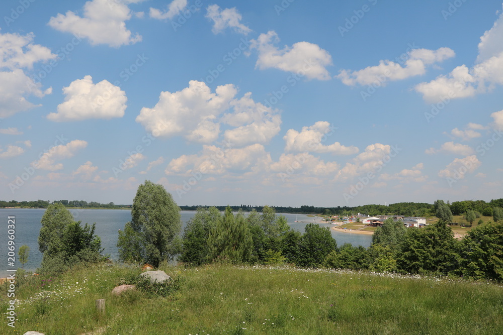 Holidays in summer at Lake Schladitzer See nearby Leipzig, Germany 