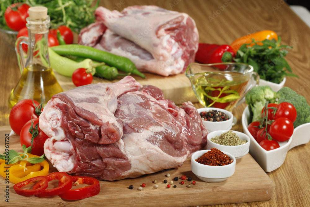 Fresh raw meat on cutting board
