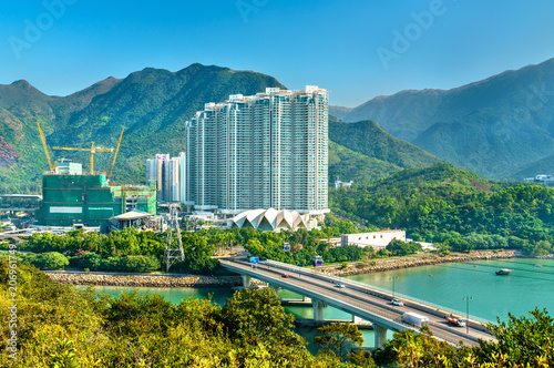 View of Tung Chung district of Hong Kong on Lantau Island