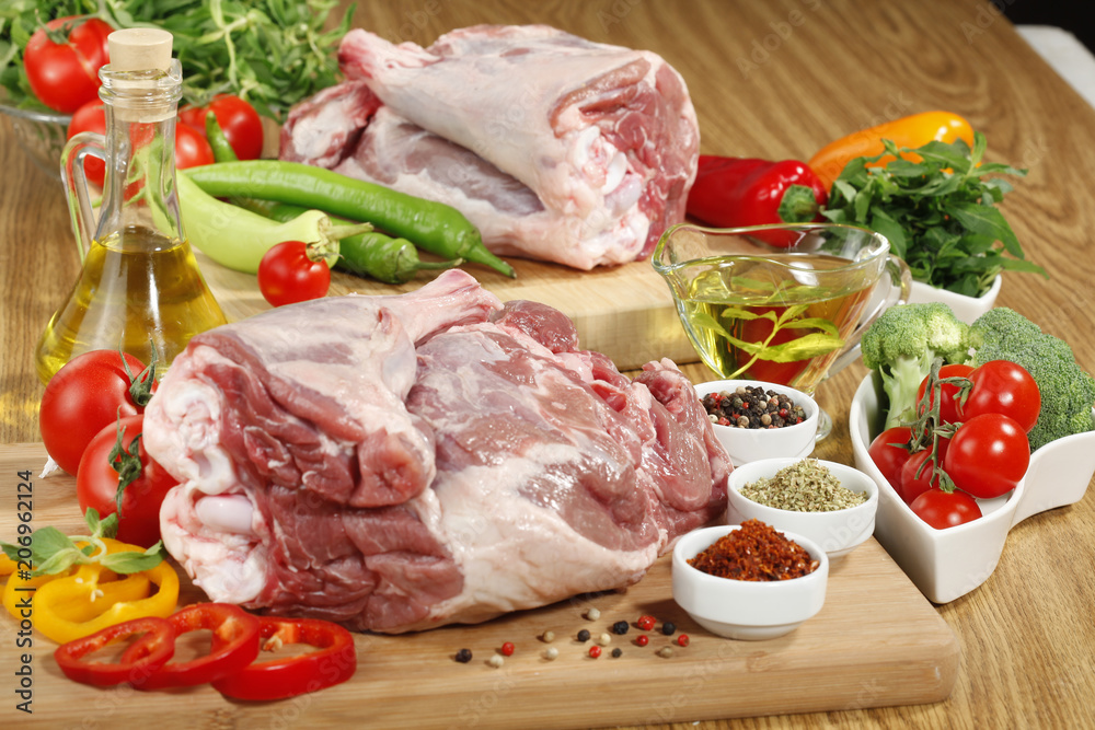 Fresh raw meat on cutting board
