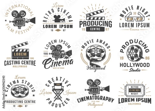 Fototapet Set of cinema emblems