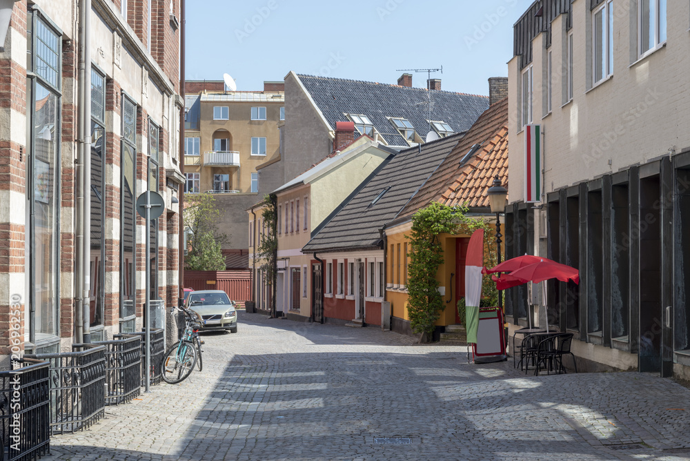 Street in city centre of Ystad Sweden
