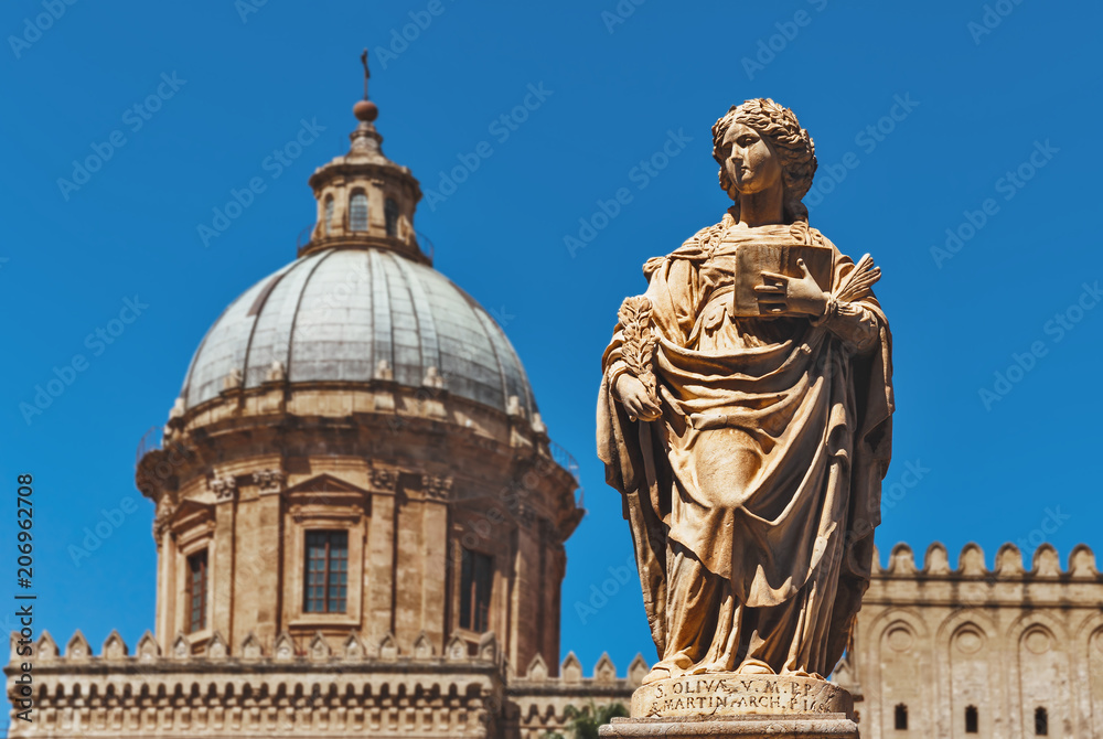 The statue of Saint Olivia in Palermo - Italy