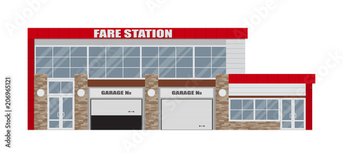 Fire station on a white background.