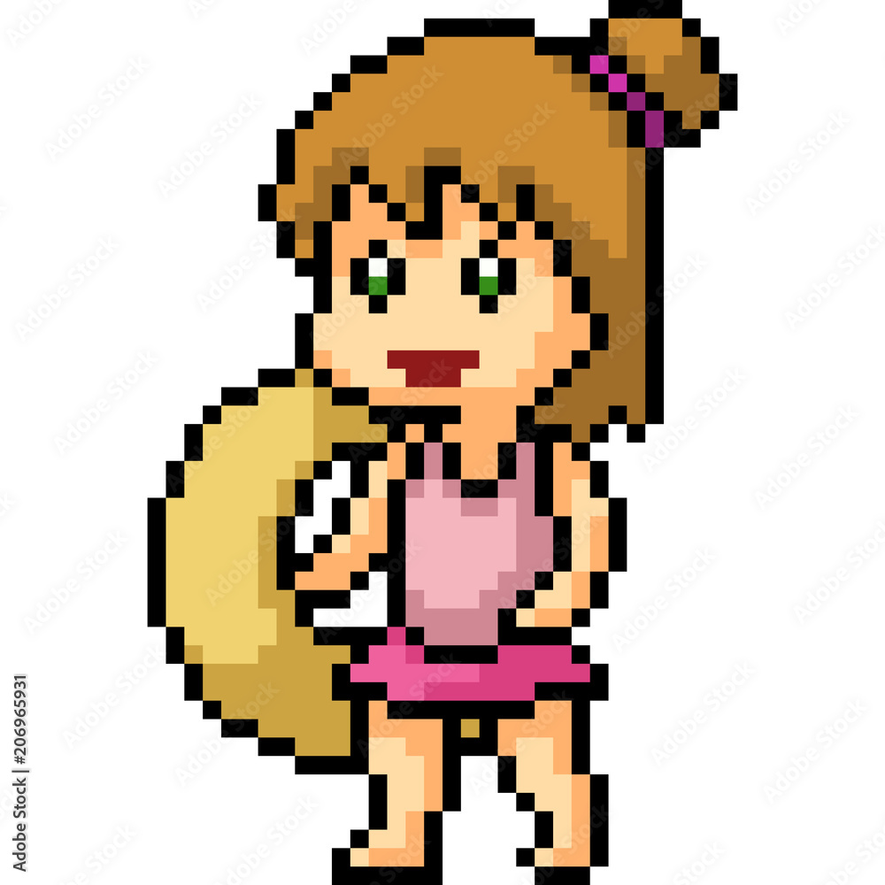 Fototapeta premium vector pixel art beach kid