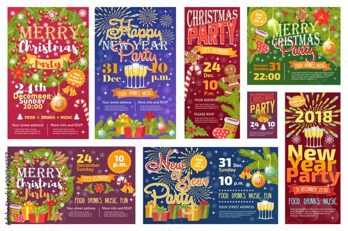 Christmas party invintation vector card background design template for noel X...