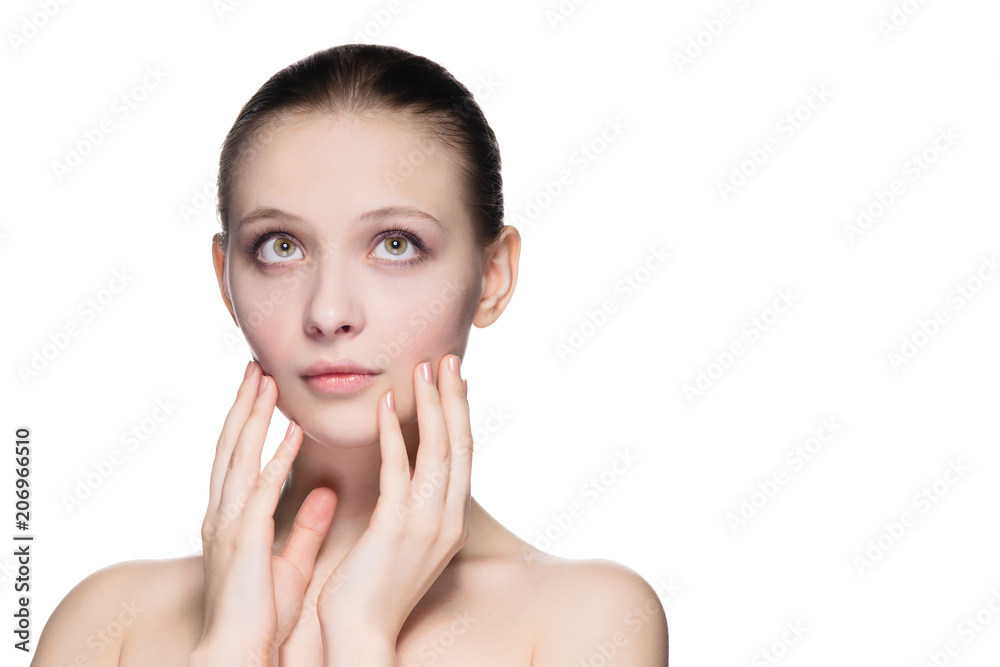 closeup young woman face