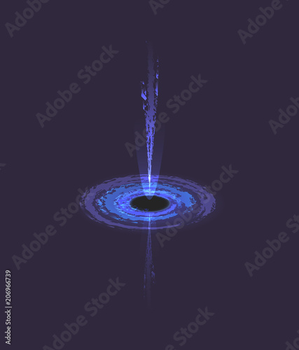 Black hole in deep space icon. Solar system isolated element, cosmic symbol, astronomy educational vector illustration.