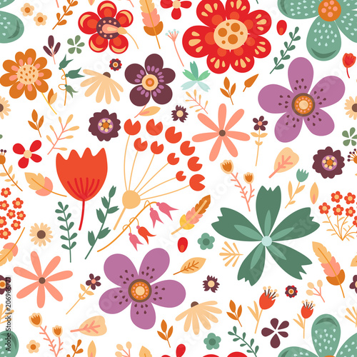 Amazing floral vector seamless pattern