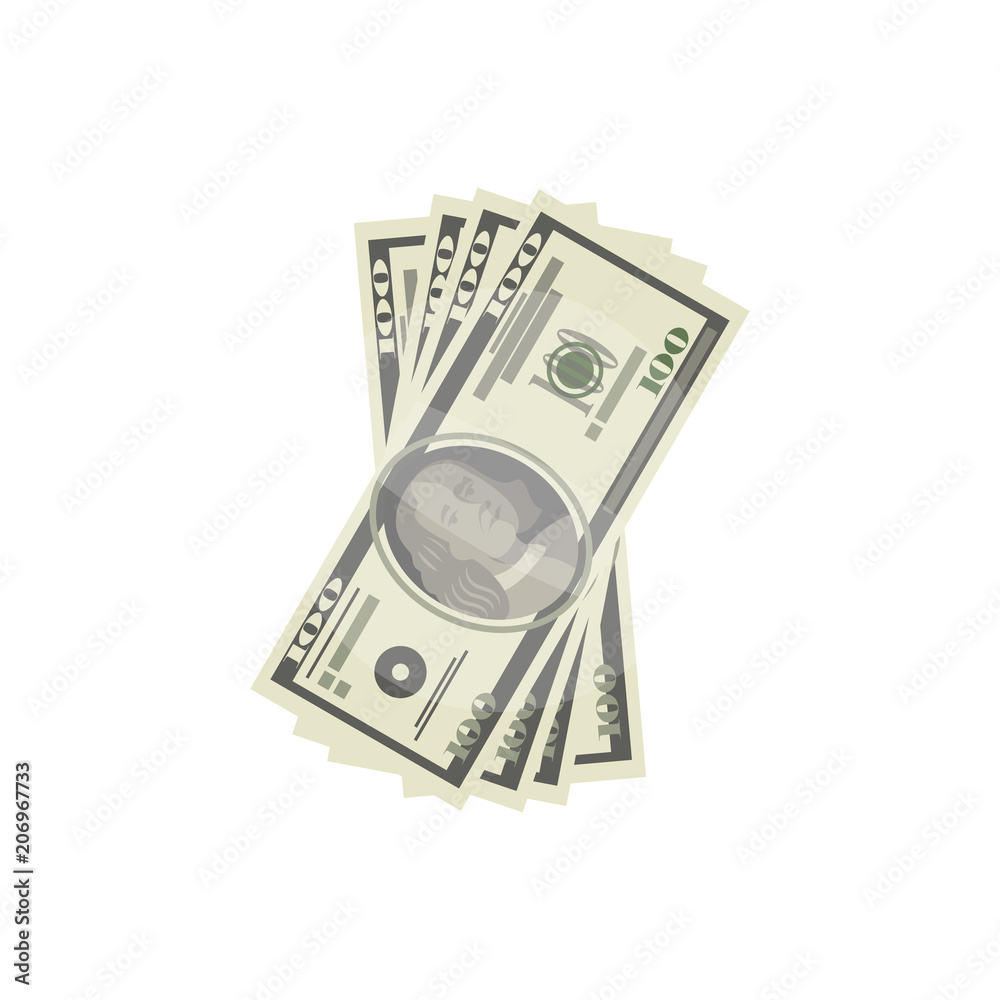 Dollar banknotes isolated isometric icon. Money fan sign, financial success, commerce and banking vector illustration. Dollar banknotes isolated isometric icon. Money fan sign, financial success, commerce and banking vector illustration.