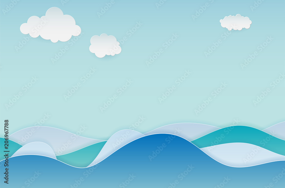 Obraz premium Abstract background with water waves and clouds
