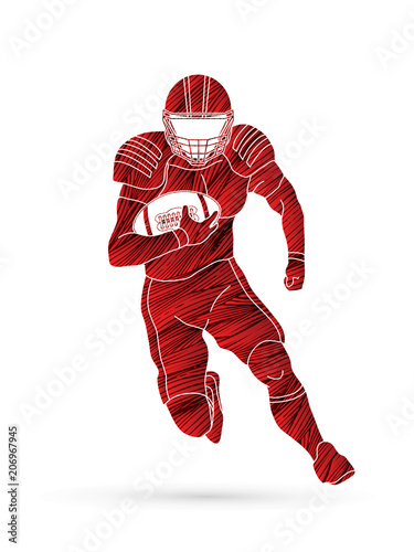 American football player, Sportsman action, sport concept designed using grunge brush graphic vector.
