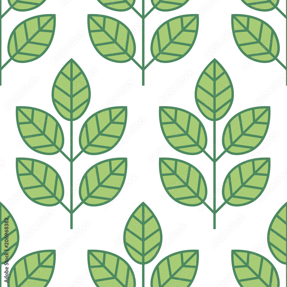 Green foliage seamless pattern. Floral background with branches and leaves. Vector illustration. Green foliage seamless pattern. Floral background with branches and leaves. Vector illustration.