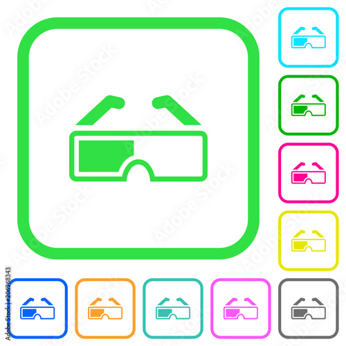 Retro 3d glasses vivid colored flat icons