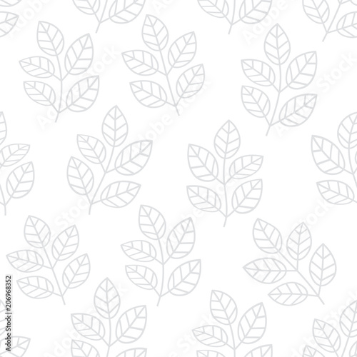 Thin line foliage seamless pattern. Floral background with branches and leaves. Vector illustration.  © _aine_