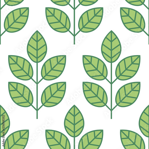 Green foliage seamless pattern. Floral background with branches and leaves. Vector illustration. 