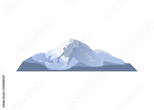 High glacier isolated icon. Outdoor adventure, travel, tourism, camping and hiking design element, nature landscape vector illustration. © studioworkstock