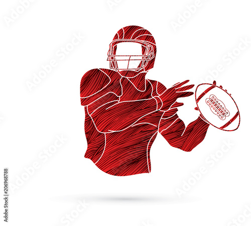 American football player, Sportsman action, sport concept designed using grunge brush graphic vector.