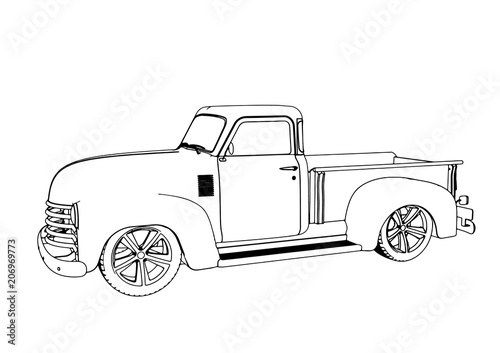 sketch pickup car vector