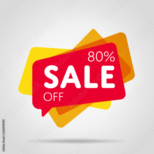 Special offer sale red tag isolated vector illustration. Discount offer price label, symbol for advertising campaign in retail, sale promo marketing, 80% off discount sticker, ad offer on shopping day