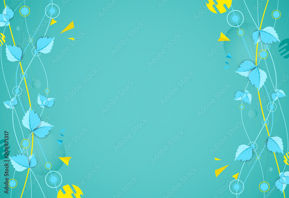 Obraz premium Green color wave with leaves. Nature theme vector