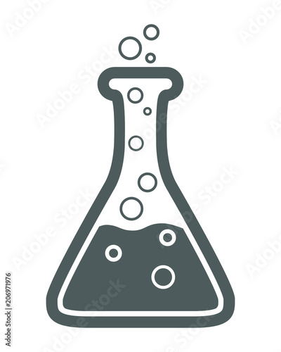Lab icon. Gray sign flask isolated on white background. Science symbol and chemical laboratory research. Vector