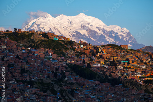 City of La Paz and mountain of Illimani (Aymara) on the background, Bolivia © Dudarev Mikhail