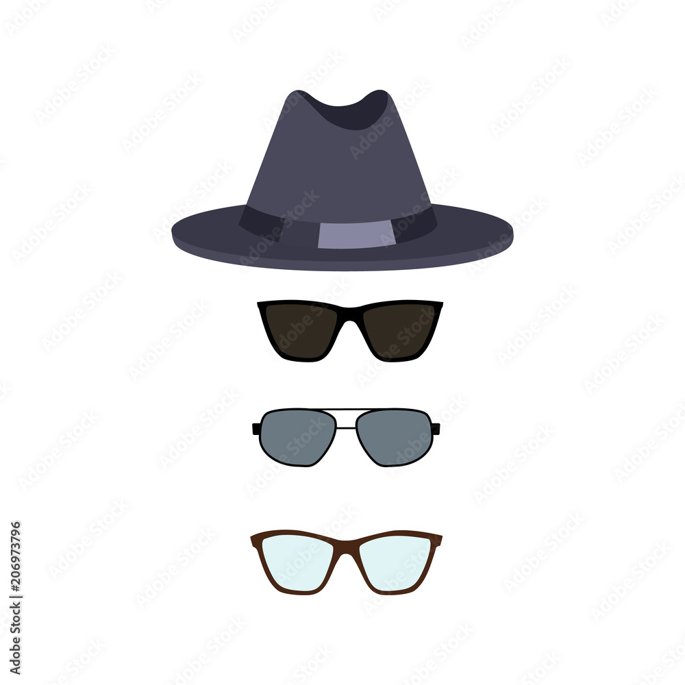 Hat and Glasses Collection Vector Illustration Hat and Glasses Collection Vector Illustration