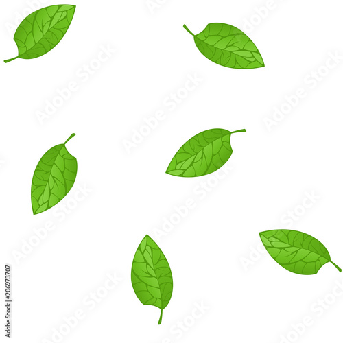 Seamless Pattern of Green Leaf Tree , Vector Illustration