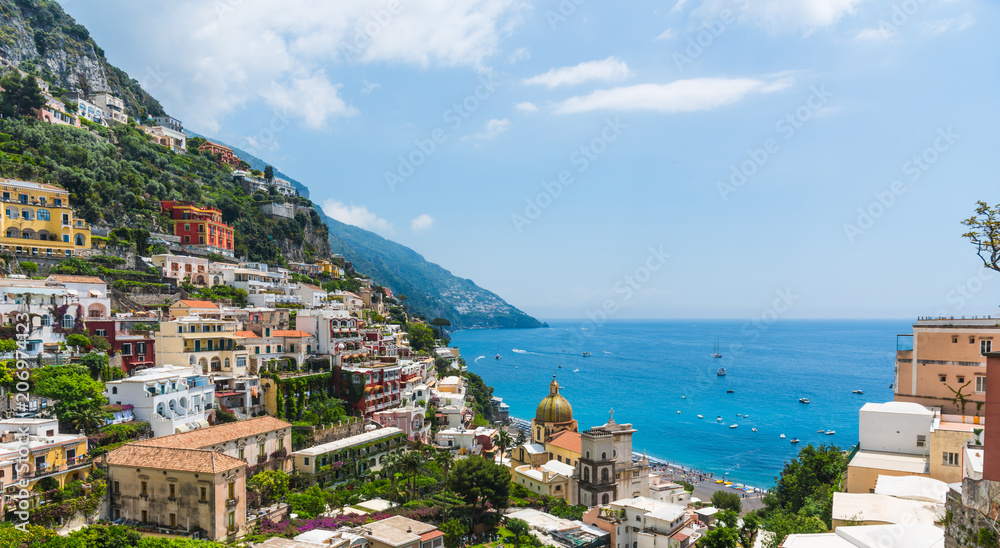 Cityscape of world famous Positano in Amalfi coast
