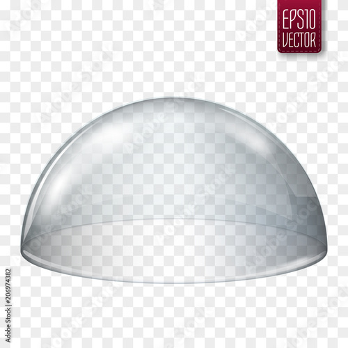 Transparent glass semi-sphere isolated. Vector illustration