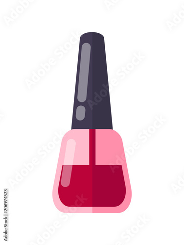 Half-Empty Glass Bottle of Deep Red Nail Polish