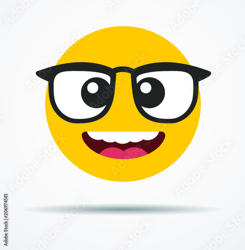 Surprised emoticon in a flat design