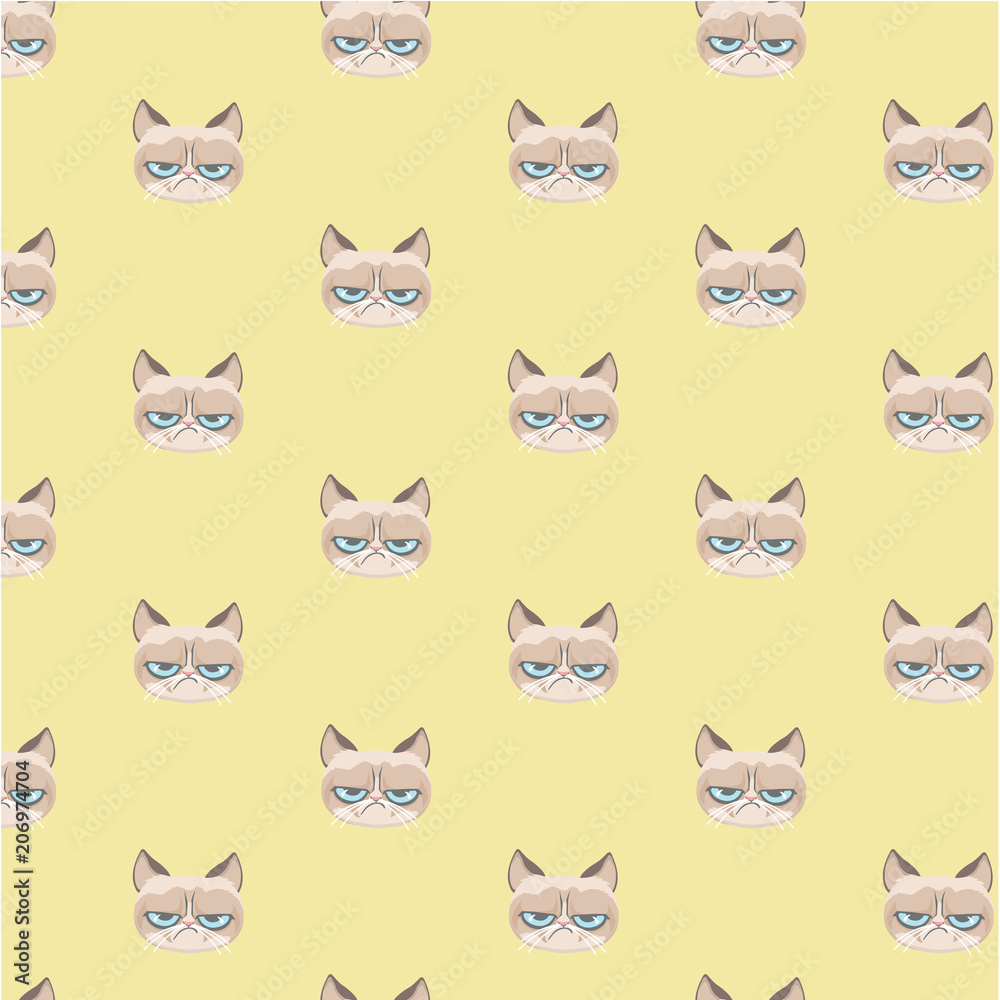 Vector cranky cat pattern. Vector cranky cat pattern.