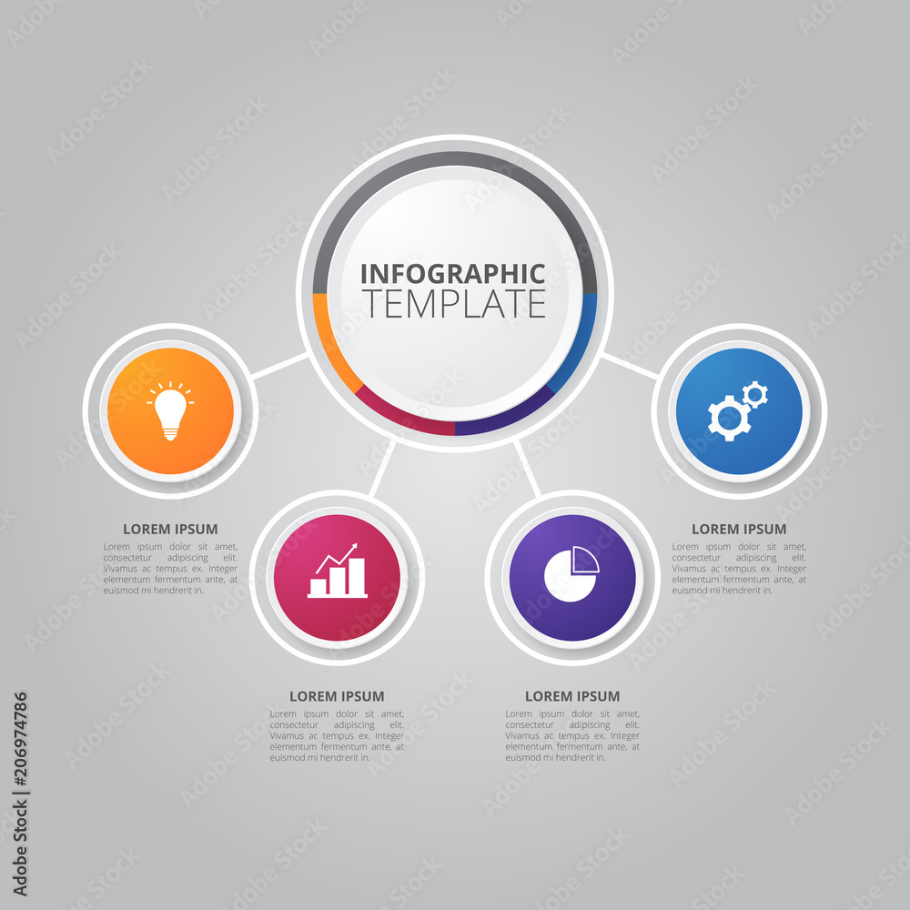 Fototapeta premium Infographic template for business, education, web design, banners, brochures, flyers, diagram, workflow, timeline. Vector illustration.