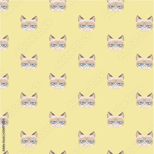 Vector cranky cat pattern.