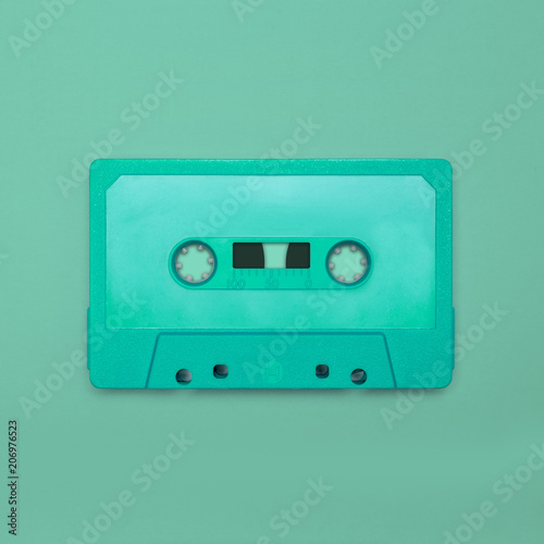 Cassette tape close up, blank for customisation of label; obsolete music technology for nostalgic creative design web & print
