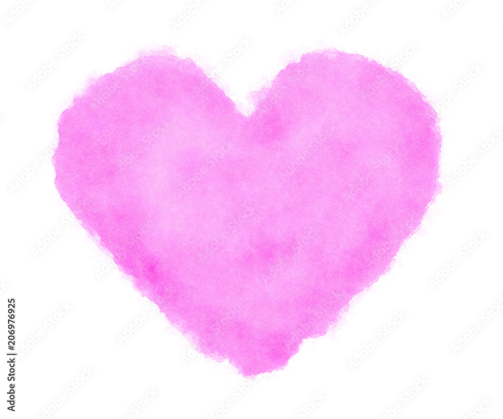 Pink heart watercolor on white background