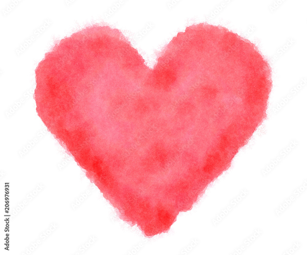 Red heart watercolor on white background