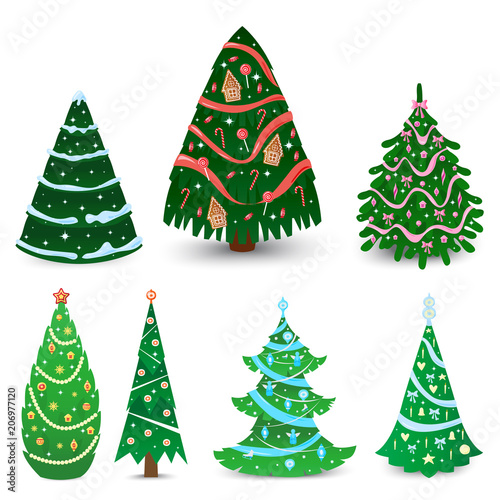 Christmas tree vector ornament star xmas gift design holiday celebration wint...