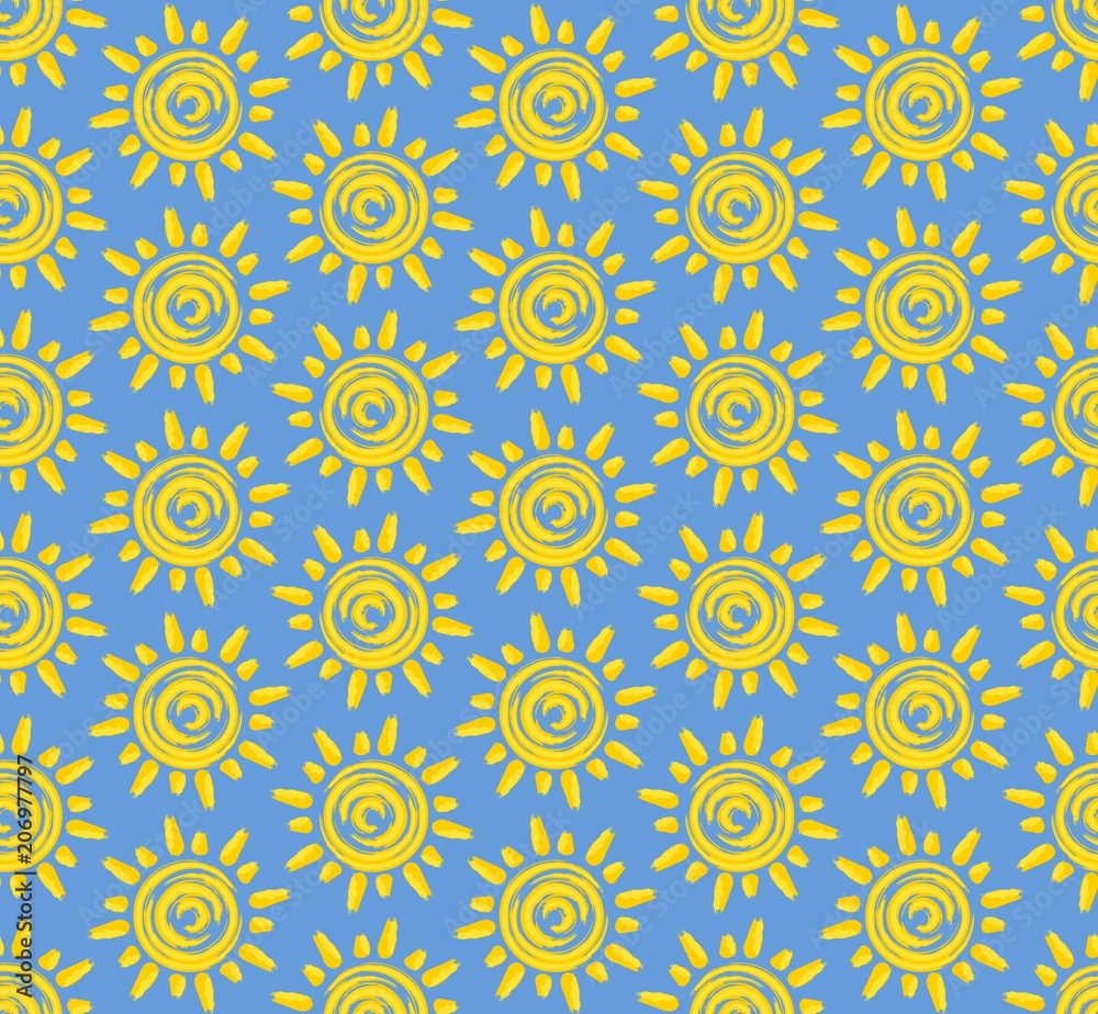Seamless background with sun. 