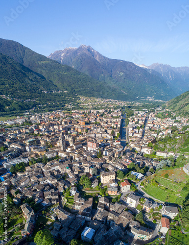 City of Sondrio, Valtellina. Aerial view