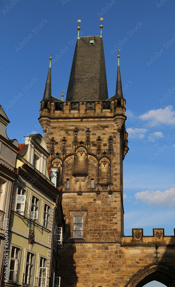 Prague big tower of the Charles bridge